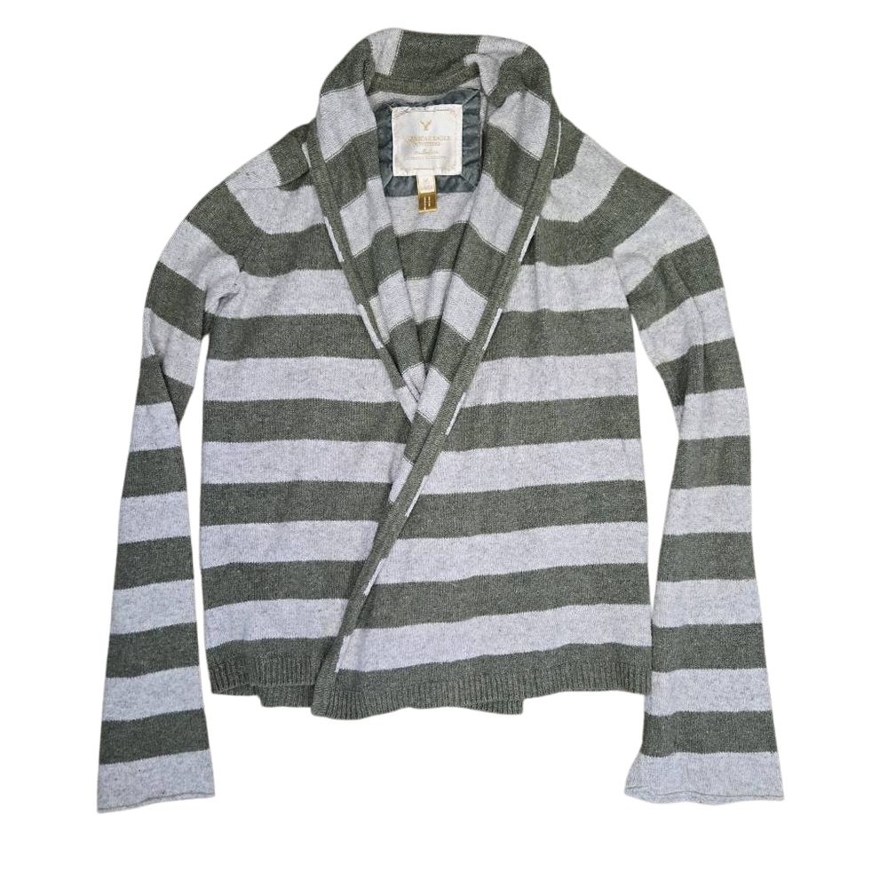 Y2K Vintage American Eagle Wide Striped Cardigan Sweater